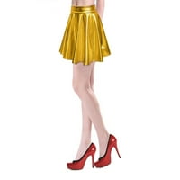 Sjajna metalna suknja odljevane pluselo holografske a-line mini klizače suknje crvene suknje za žene