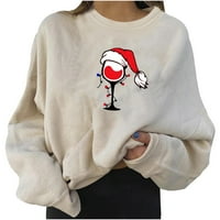 Ženska božićna grafička dukserica Ležerne prilike pulover sa okruglim vratom Lagane majice Lagane vrhove