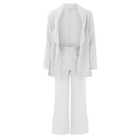 Jyeity Pokloni za učitelje Dugih rukava Solid pantalone Ležerne prilike Elegantni poslovni odijelo Postavljaju Ležerne haljine za žene bijele veličine m