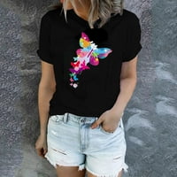 Ženske šarene bluze i vrhovi Dressy grafički grafički kratki rukav leptir majica Ljetna odjeća za žene