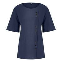 Ženski vrhovi ženska posada izrez kratkih rukava Čvrsti dame bluze casual majice za žene mornarice xxl
