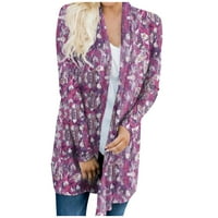 Umitay Cardigan džemperi za žene Ženska modna casual cvjetni print dugih rukava midi kardigan jakna