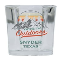 Snyder Texas Istražite na otvorenom Suvenir Square Square Base Shot Staklo 4-pakovanje