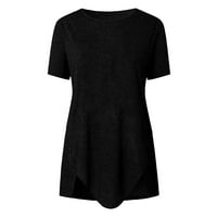 INLEIFE Ljetne majice plus veličina Nova nepravilna gumba Kratki rukav okrugli vrat tiskani ženska majica