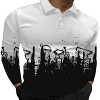 Sanviglor Muška bluza rever na vrhu Polo majica s dugim rukavima Slim Fit Tee Golf T majice Style-ee