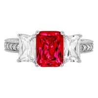 3.61ct smaragdni rez crveni simulirani ruby ​​14k bijelo zlato ugraviranje izjava bridalna godišnjica angažman vjenčanje s tri kamene prstene veličine 4