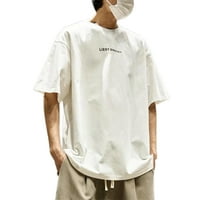 Xiaobai Muškarci Ljetna majica Okrugli vrat Labavi slovo Ispis Prevelika ulična odjeća Ležerna Hip Hop