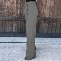 Ženske hlače Ležerne prilike sa širokim nogama čvrsti džepovi lagani visoki struk podesivi kravatni