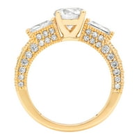 2. CT sjajan okrugli rezan originalni kultivirani dijamant VS1-VS G-H 14K žuto zlato Tro-kamena obećava vjenčana izjava za angažman dizajnerske prstene veličine 7
