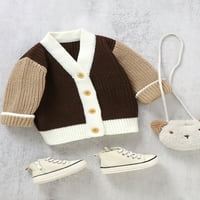 Kelajuan baby pleteni džemper kontrastni boja casual topli dugi rukav gumb Cardigan novorođenče jesenska