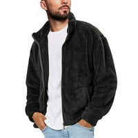 Wefuesd jakne za muškarce muške nejasne šerpe casual zimske postolje sakupljač zatvarača zip gore kaput za paljenje muška odjeća crna xxl