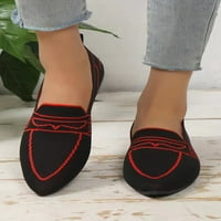 Tenmi Dame Ležerne cipele za cipele na ravnim cipelama pletene gornje stane mrežice MESH natikači Žene Lagane modne crvene crne boje 5