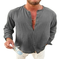 Paille Men Button Down Osnovne majice Lagana za odmor Tunička košulja dugih rukava za odmor bluza crna