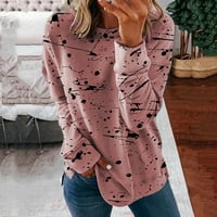 Cleance ispod $ Ženska dukserica Trendy Printing s dugim rukavima košulja Ženska bluza za okrugle vrata Labavicu majica, aw3-siva, 4x-siva