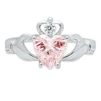 1.06ct srce ružičasti ružičasti simulirani dijamant 18k bijelo zlato graviranje izveštavanja godišnjica