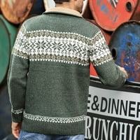 Guvpev muški novi stil modni pleteni kardigan džemper bluza modna jakna za štampanje - zelena xxl