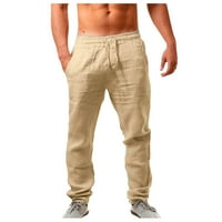 HVYesh Muške hlače Elastični struk, muške hlače Čvrsto boje crtež od pamučne labave pantalone