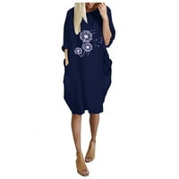 Haljine za prodaju za žene za žene s dugim rukavima Digitalna haljina za ispis Okrugli vrat Maxi Loose