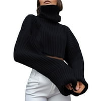 Ženski džemperi padaju jesen i zimske kornjačene vunene rukave od pune boje kratki džemper