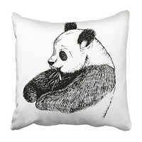 Crna skica životinja Panda s bambusom ugradbeno crtanje medvjeda crnog azijskog jastučni jastuk za bebe