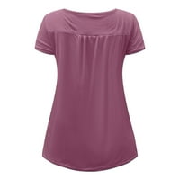 Amlbb ženske plus veličine vrhova kratkih rukava, ležerna majica sa čvrstim kratkim rukavima s preklopljenim bluzom za pulover okruglog vrata do 65% popusta