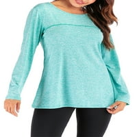 Gomelly Women Workout Top Solid Boja Tee Active odjeća T Košulja Dame Athletic Ljeto Yoga Bluza s dugim rukavima Green XXL