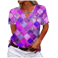 Ženske košulje Ženski V-izrez Cross šuplji majica kratkih rukava The The Top Purple M