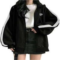 Dabuliu ženske zip up hoodie casual prevelike dukseve Y2K E Girl Plus Veličina dukserica udobna jakna