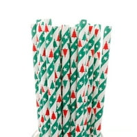 Wirlsweal Christmas Drvo Snowflake Hat Dot Ispis Papir za jednokratnu upotrebu pitke slamke