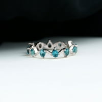 1. CT kruški izrez London Blue Topaz i dijamantski prsten za vječnost, srebro, US 9,00