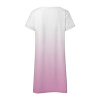Ženska plus veličina udobna linijska haljina gradijent boja Ljetni kratki rukav V izrez Trendy Ležerna košulja Pink XXXL