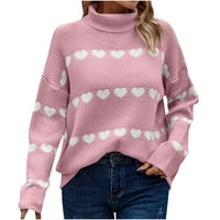 Usmixi džemper za žene Valentinovo džemper za žene labavi modni turtleneck ugodno pleteno pulover džemper