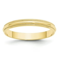 Čvrsta 10k žuto zlato okruglo MILGRAIN Vjenčani prsten veličine 9,5