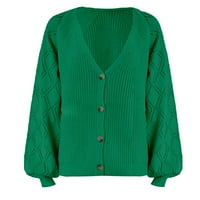 Cuekondy Cardigan džemperi za žene casual vrhovi zimski pad dugih rukava V-izrez otvoreni prednji kaput