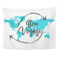 Natpis za avanturu Bon Voyage Cite oko putovanja World Airplane Wall Art Viseći tapiserija Domaći dekor za dnevni boravak Spavaća soba