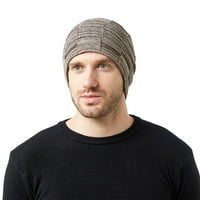 Zimski pleteni šešir sa par plus baršunast za zaštitu uha hrpa glava kapa tamno siva