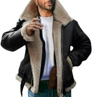 vbnergoie mun plus veličina -fur 'rever ovratnik dugih rukava kožna jakna vintage stil zgušnjavati kaput ovčje kraste jakne zimski kaput dukseve za muškarce dukserice za muškarce