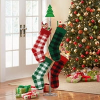 Božićne čarape, kablovski kabel pletene božićne čarape za ukrašavanje porodičnih kuća, 18 Veliki pleteni rustikalni Xmas čarapa