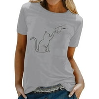 Dame majica kratki rukav o vratu Mačke Ispisano slatka lagana ženska jednostavna odjeća Streetwear Leisure