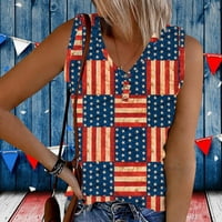 Zunfeo ženska američka zastava tenkovi za ljeto Vintage V-izrez Center4th jula vrhovi zatočene majice bez rukava domoljusne majice - veličine vina m