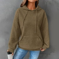 Pad džempera za žene prevelizirani džemperi za žene dukseve dukseve s dugim rukavima, pulover duksela sa džepovima sa džepovima tamno siva xl