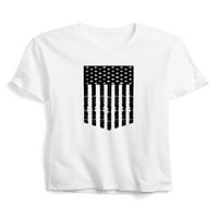 Ma Croi Women Premium V-izrez T majica Punisher Shield Flag Graphic Print TEE 4. jula Dan nezavisnosti