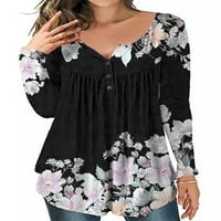 Ženski cvjetni ispis bluza s dugim rukavima plutajuća gumba Ležerna majica