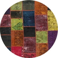 Ahgly Company u zatvorenom okruglom suvremenim sienna smeđim patchwork prostirkama, 8 'krug