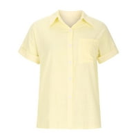Ženske košulje Bež čišćenje prodaje Ženski vrhovi Modna majica gumba Ženska V-izrez Labavi majica Bluza poklon za žene