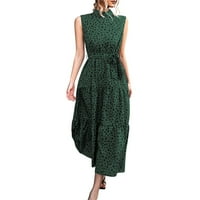 Pedort Proljeće haljine za žene Linijske ljuljačke haljine kratki rukav plaža Swing haljina zelena, s