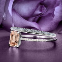 Bridalni prstenovi set zaslijepljujuće umjetnosti deco 1. Carat smaragdni rez morgatit i dijamantski mossanitni antikni zaručnički prsten, vjenčani prsten u 10k čvrsto bijelo zlato, poklon za njen, osnivački prsten, obloge