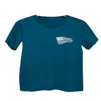 GLONME dame Ljeto na vrhu američke zastave za zastavu T majica Crew izrez majica Plaža Labavi tee casual