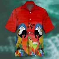 Muška košulja Muška proljetna ljetna modna casual papagajnog print Party Beach Laod Print Majica s kratkim rukavima