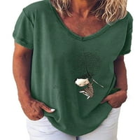 Eleluny Plus size Ženska majica Vruća majica Vruća baggy casual tee bluza Army Green 4xl